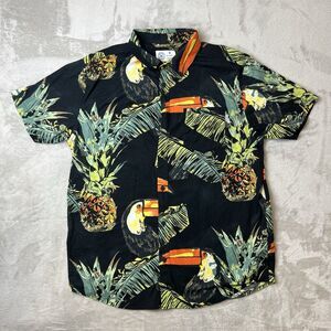 Hurley Brand Tropical Button-Up Shirt – Size M – Toucan & Pineapple Print